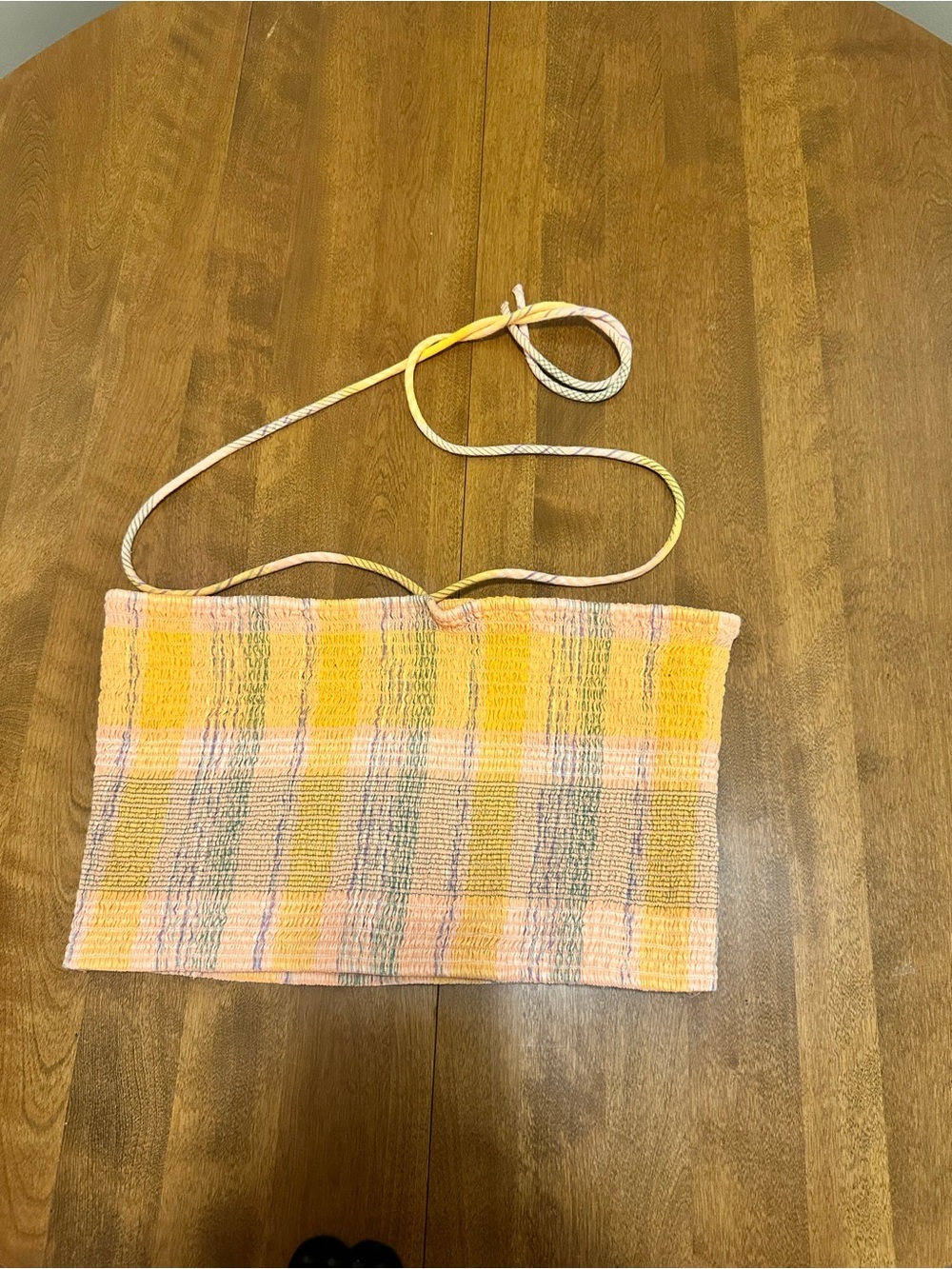 Smocked Strapless Tube Top in orange and Pink Stripes